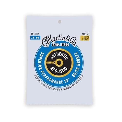Martin Authentic Acoustic Guitar Strings, Superior Performance Medium 13-56, 80/20 Bronze