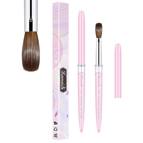 KEMEISI Acrylic Nail Brush Size 12 Kolinsky Art Brushes for Powder Application Sturdy Handle Oval Shaped Design Tools for Professional Manicure DIY