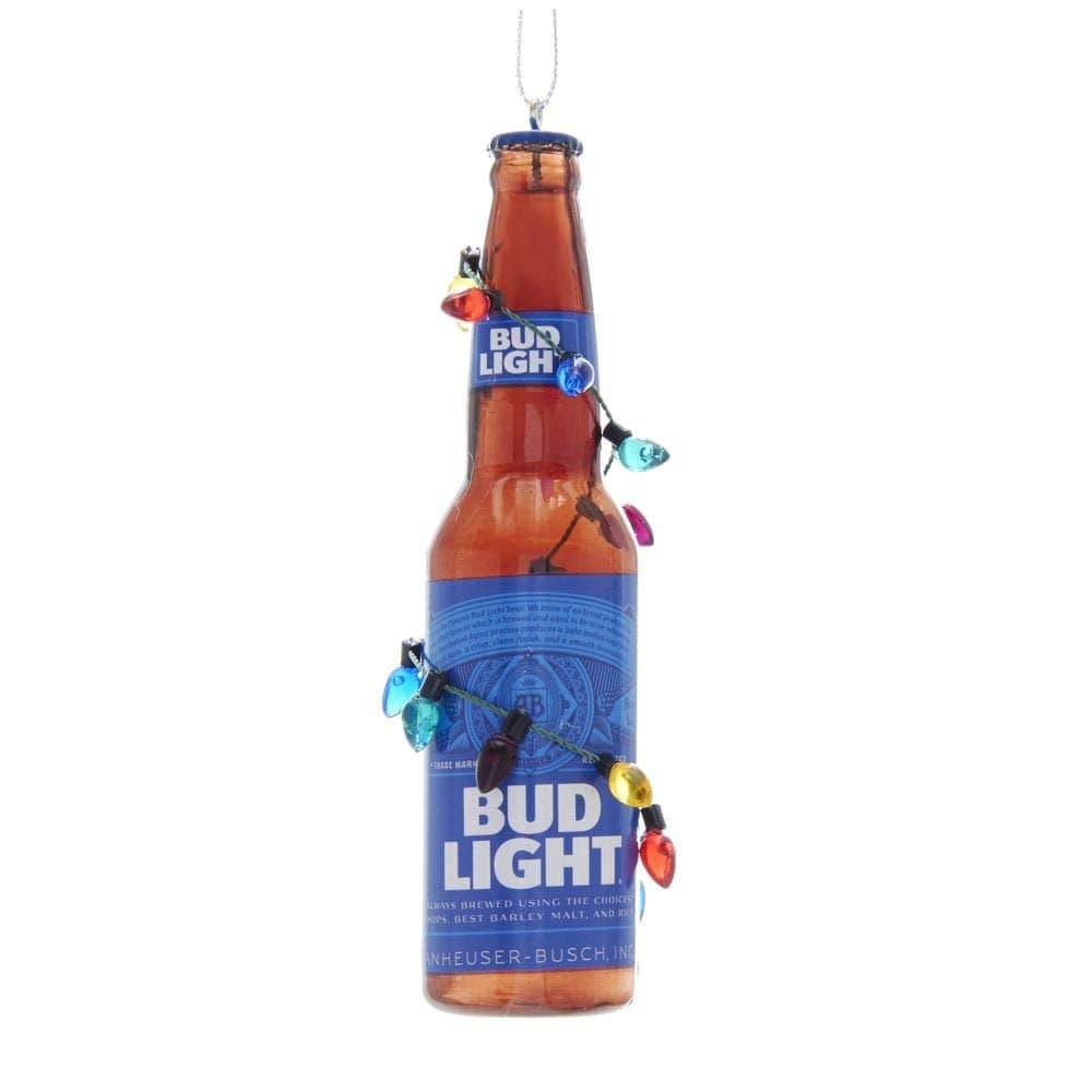Budweiser Bud Light Bottle With Christmas Bulbs Ornament Plastic Mica