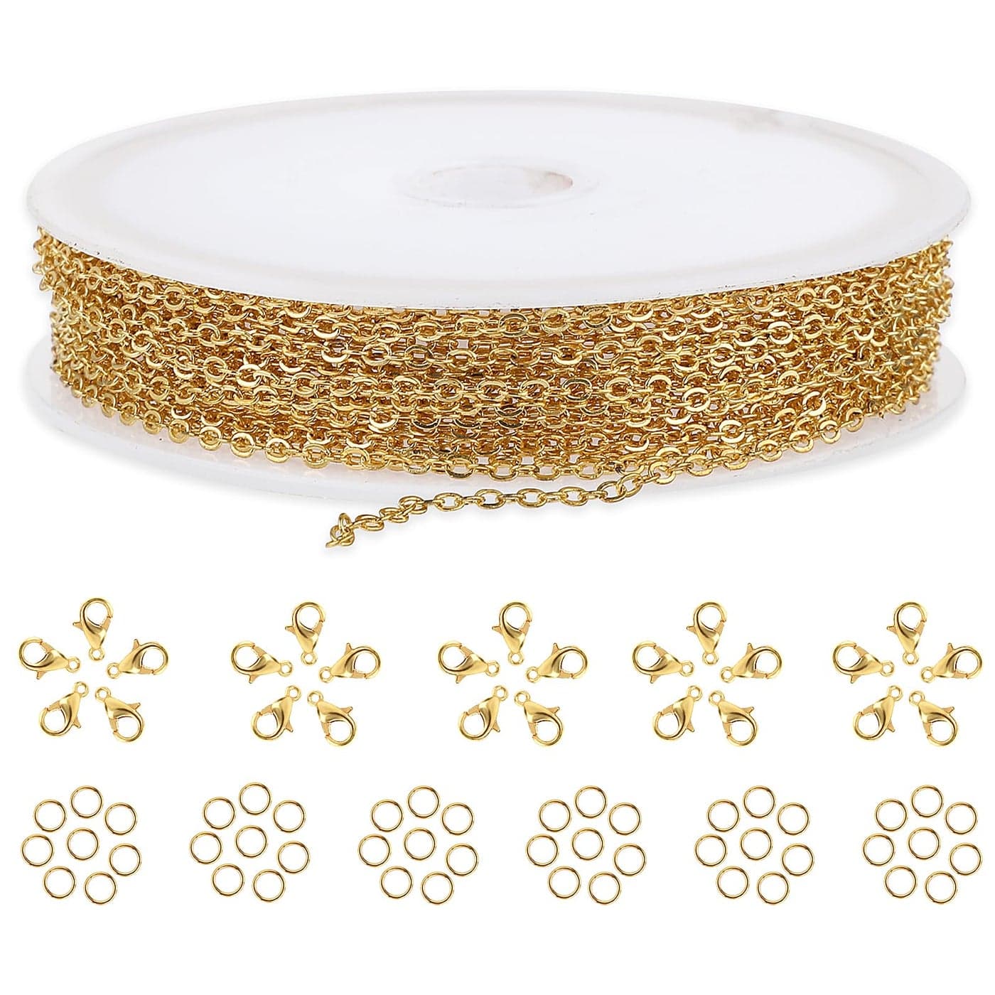 16 Feet 15MM DIY Link Necklace Chain Gold Curb Chain With Lobster Clasps and Jump Rings for Making Jewelry Earrings Bracelets DIY Craft Supplies
