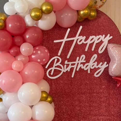 MASTRON Happy Birthday Sign for Backdrop Glitter Felt Happy Birthday Letter Sign for Balloon Arch Birthday Party Balloon Arch Backdrop Decorations for Birthday Party Baby Shower Rose Gold