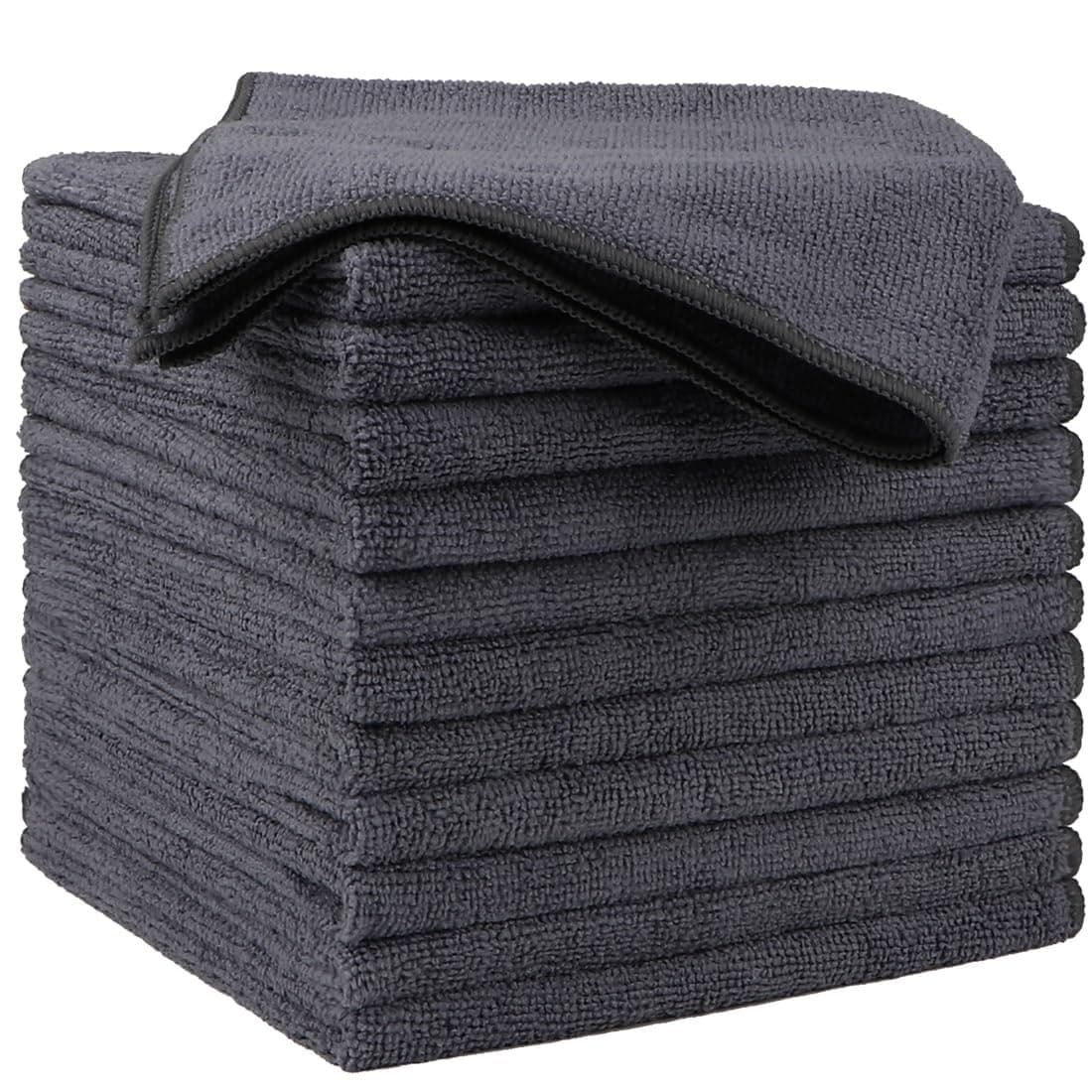 HOMEXCEL Microfiber Cleaning Cloths 12 Pack Premium 16 x 16 inch Microfiber Towel for Cars Ultra Absorbent Car Washing Cloth Lint Free Streak Free Wash Cloths for Car Kitchen and Window Grey