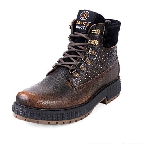 Bacca Bucci Men's Storm Surge Water Resistant Premium Oil Full Grain Leather Insualted/Rugged/Height Increaser Work Boots-Brown