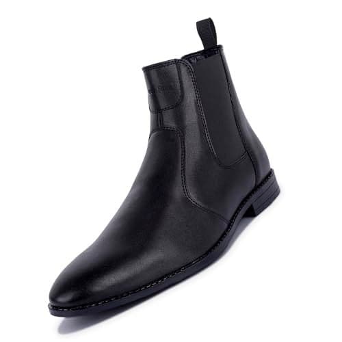 LOUIS STITCH Men's Chelsea Boots | Handcrafted | High Ankle Boot| Comfortable Formal Office & Casual Wear Shoes | Dual Tone Patina Finish | Size-UK06 Obsidian Black -RGCLJB
