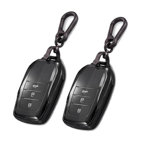 For Toyota Key fob Cover 2PCS TPU Transparent Black Key fob Case for Toyota Camry 2025 Venza 20192024 RAV4 Prime Land Cruiser Fortuner Grand Highlander Corolla with Keychain Protective Case