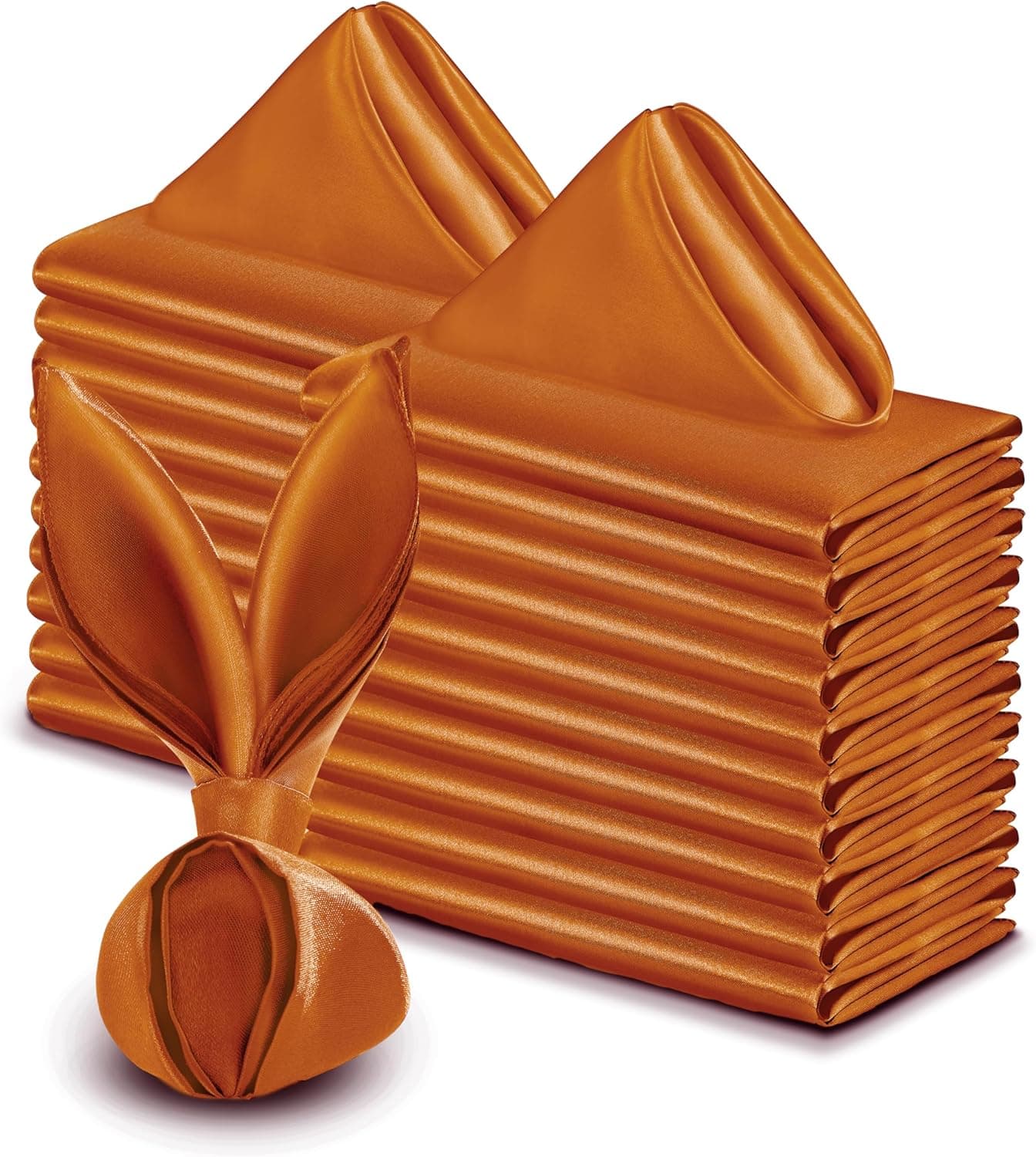 VACVELT 50 Pack Terracotta Satin Napkins 20x20 Inch Wedding Napkins Bulk Decorative Elegant Dinner Napkins Square Table Napkins Decor Silky Satin Cloth Napkins for Restaurant Graduation Party