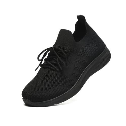 JIOJIT Sneakers for Women Walking Shoes Casual Lightweight Breathable Tennis Shoes Non Slip Work Shopping Travel (Black 8)
