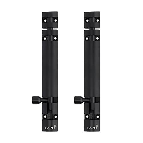 LAPO 2 Pack Premium Aluminum Tower Bolt 6 Inch, Tower Bolt for Main Door and Bathroom, Kundi Door Latch for Bedroom, Chitakni, Tower Bolt for Home,Offices Doors,Windows (Black Finish, Pack of 2)