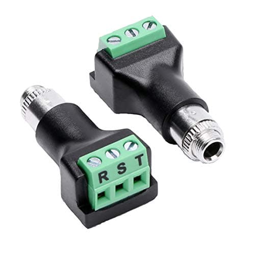 Arnorin 3.5mm Stereo Female Terminal Block Panel Mount Connector 2 Pack
