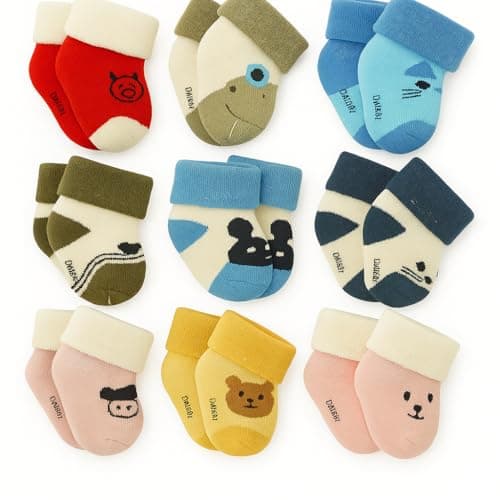 CUTEABLY Newborn Baby Winter Socks – Extra Soft Warm Cotton for Winters (0–12 Months, Unisex) (IN, Age, 0 Months, 6 Months, 6, Multicolour)