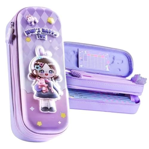 Sanghariyat® Premium Double Layer Girl Pencil Case 3D Cover Eva Space Doll Theme Large Capacity Pencil Zipper Pouch Bag Compass School Organizer Students Kids Stylish Pen Holder Stationery Box(Girl)