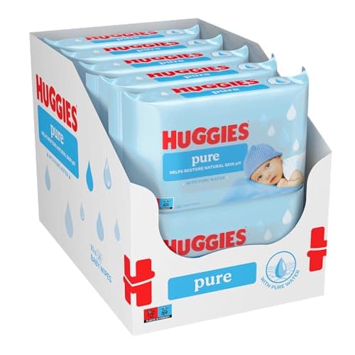 Huggies Pure Baby Wipes - Pack of 10 (10 x 56 Packs, Total 560 Wipes)