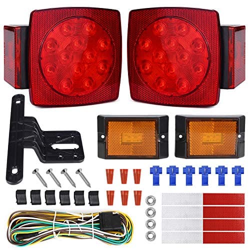 WoneNice LED Submersible Boat Trailer Tail Light and Wiring Kit, Combined Stop, Taillights/Running, Turn Function, DOT Compliance, IP67 Waterproof