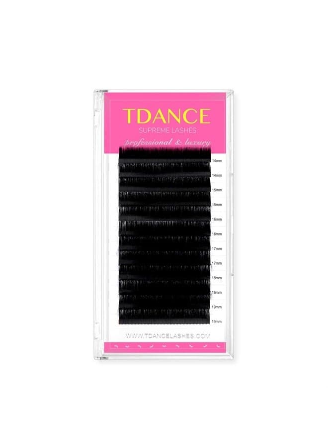 TDANCE Premium D Curl 0.15mm Thickness Semi Permanent Individual Eyelash Extensions Silk Classic Lashes Professional Salon Use Mixed 14-19mm Length In One Tray (D-0.15,14-19mm)