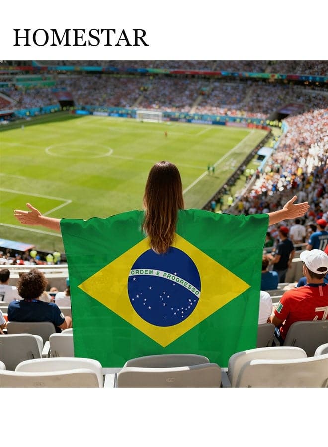 World Cup Shoulder Flag - Brazil National Football Team Fan Cape Flag, Sleeve Style World Cup Shoulder Flag, Sports Event Fan Supplies, Cheering Support Props For Match Day Cheering, Football Theme Party Photo Props, Decoration Supplies For World Cup Festival Event, International Festival, 90x150cm