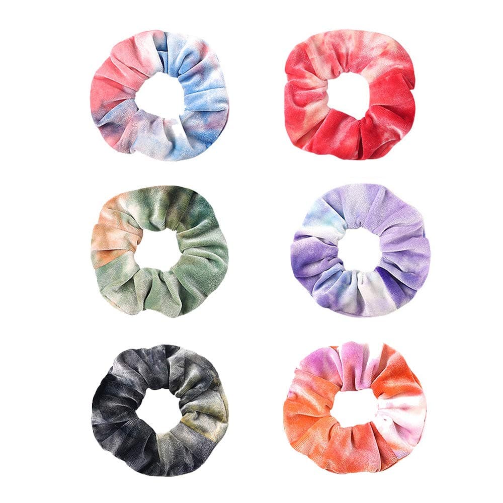 Premium Velvet Macaron Theme Hair Scrunchies Tie Bobbles Rainbow Hair Bands Scrunchy Hair Tie Ropes Lce Cream Color for Women Hair Elastic Bandss 6 PCS Multicolored