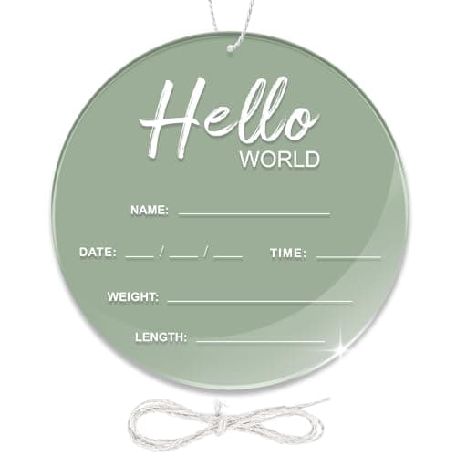 Baby Announcement Sign 67 Inch Hello World Newborn Sign Thickness Upgrade Birth Announcement Sign for Hospital Nursery Baby Shower Green