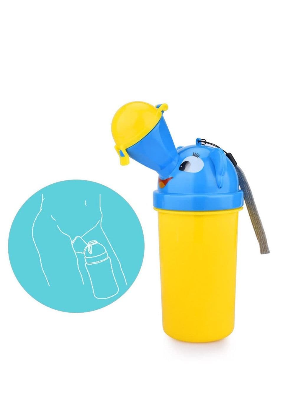 Potty, Portable Baby Child Kids Travel Hygienic Leak Proof Urinal Emergency Toilet for Camping, Car Travel, Outside, Park and Kid Toddler Potty Pee Training, Cute Duck Design Boy, 500ML