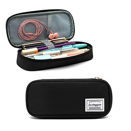 FUXINGYAO Pencil Case Multi Slot Pencil Pouch Portable Pencil Bag Pen Case for OfficeBlack