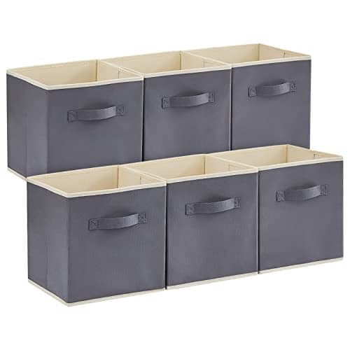 Lifewit Collapsible Fabric Storage Cubes Bins Set 13 Inch, Foldable Cubby Organizers Boxes, 6 Pack Organizing Baskets for Shelf, Closet, Utility Room, Storage Room, 36L Gray