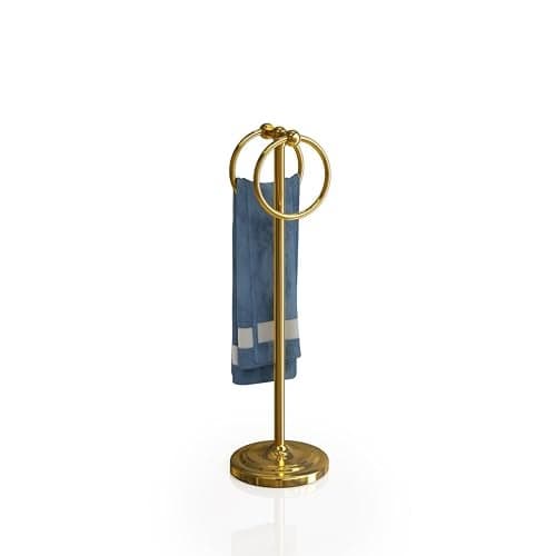 BGL Fingertip Towel Holder Stand Hand Towel Ring for Bathroom or Kitchen Vanity Countertops to Store Hand Towels Washcloths or dishcloths - 2 Hanging Rings,Gold…