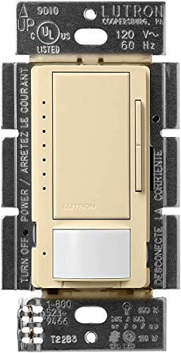 Lutron Maestro Motion Sensor Dimmer Switch for Bathroom, Garage, Laundry Room, and Closet, Occupancy and Vacancy Sensor, Single-Pole/Multi-Location, No Neutral Req, MSCL-OP153M-IV, Ivory