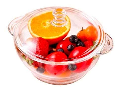 Kosh Borosilicate Glass Casserole Deep Round Oven and Microwave Safe Serving Bowl with Glass Lid 1500 ML Pack of 1