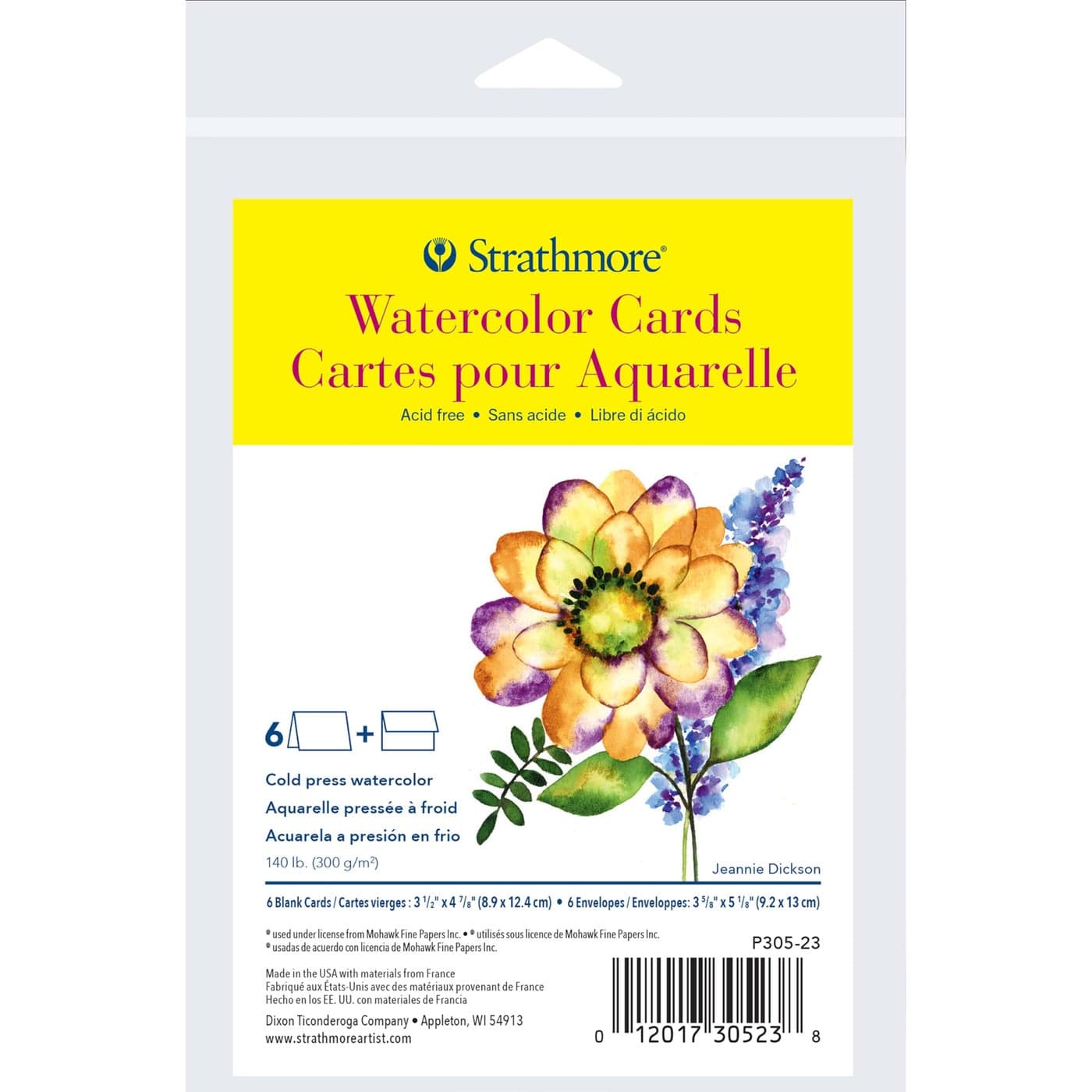 Strathmore 300 Series Watercolor Cards Announcement Size 35x4875 inches 6 Cards Envelopes Blank Greeting Cards for Weddings Events Birthdays Holidays