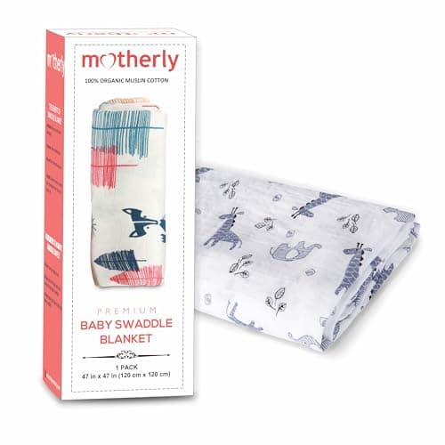 Motherly Muslin Baby Swaddle | Dreamy Wrap Cozy Swaddle for New Born Baby, Size - 120cm X 120cm (47"x47")