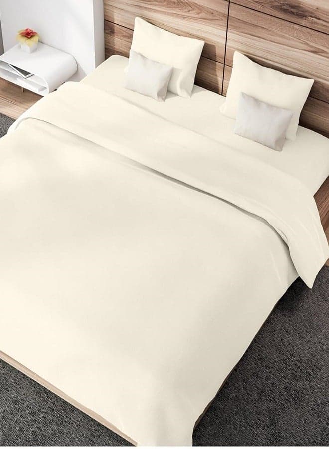 RISHAHOME 3 Piece Bedsheet Set King Size|Beige Colour|1 Flat Bedsheet - 260x240 cm, 2 Pillowcases - 50x75 cm|Non allergic Microfiber for year-around use.