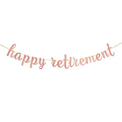 Glitter Happy Retirement Banner - for Farewell Party Bunting - Leaving Theme - Finally Retiring Party Bunting Decoration Rose Gold