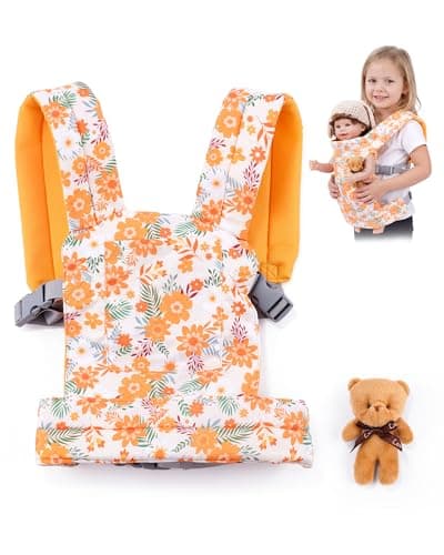 BABESIDE Baby Doll Carrier with Soft Bear Adjustable Straps for 1522 Inch Dolls Perfect for Pretend Play Role Play Soft Cotton Doll Accessory for Girls Ages 3Doll Not Included