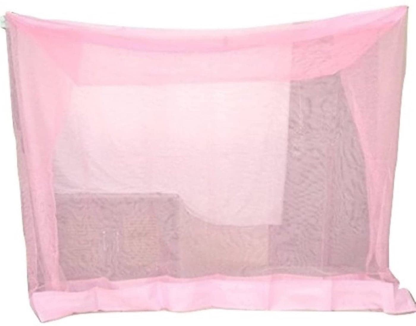 Ans Mosquito Net for Single Bed HDPE Pink with Border High Density Nylon Fabric Double Stitching Heavy Quality with Border (4x6.5 ft Single Bed Medium Size)