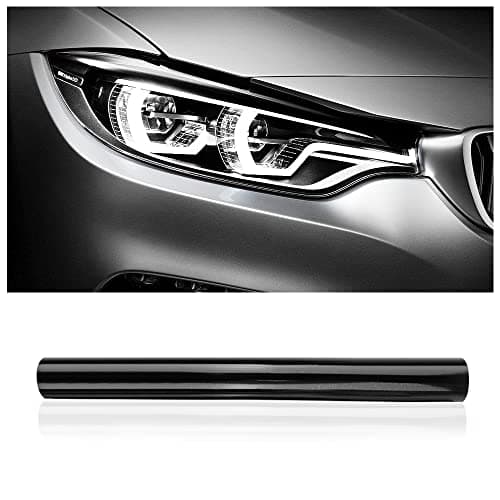 12 X 48inch Car Light Tint Film CuttableStretchability Car Headlight Taillight Fog Light Vivid Vinyl Wrap ProtectorNonMarking SelfAdhesive Decals Car Decor Matte Black