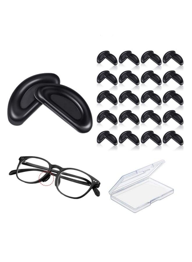 20 Pairs Silicone Adhesive Glasses Nose Pad Anti-Slip Heighten Air Chamber Nose Pads Design More Soft for Full Plastic Frames Eyeglasses Sunglasses -15 x 7 x 1 mm (Black)