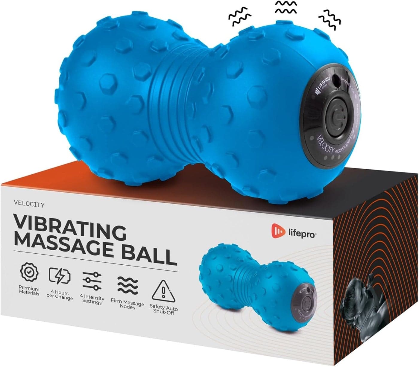 Lifepro 4Speed Vibrating Massage Ball Peanut Massager and Vibrating Foam Roller for Fitness Mobility and Relaxation Compact and Portable Design