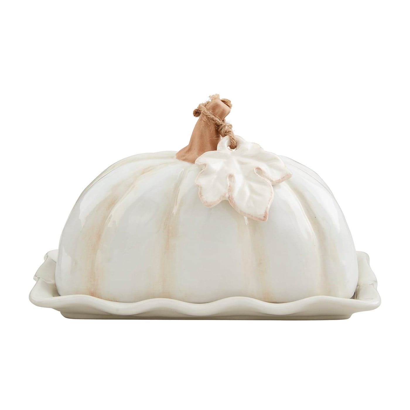 Mud Pie White Pumpkin Butter Dish 4 14 x 7 12