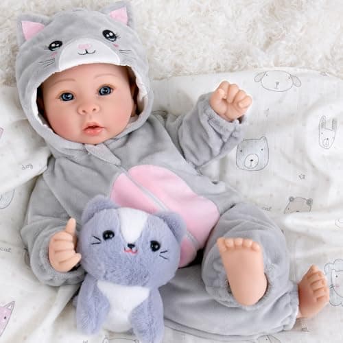 Aori Lifelike Baby Dolls Realistic 17Inch Baby Girl with Cute Lightweight Body Real Life Baby Doll Set with Accessories for 3 Kids Girls Collection