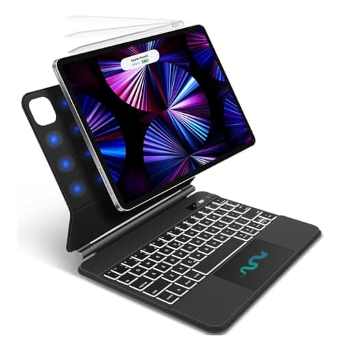 iPad Magic Magnetic Keyboard Case for iPad Air 13 inch M3/M2 (2025/2024), iPad Pro 12.9 Inch 6th/5th/4th/3rd Gen, Bluetooth5.0, 3-Level Backlight, Large Smart Touchpad, Floating Cantilever Design