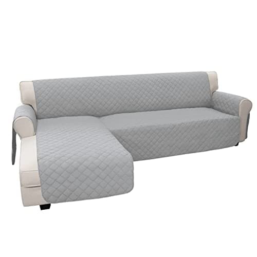 Easy-Going Sofa Slipcover L Shape Sofa Cover Sectional Couch Cover Furniture Protector Mat for Pets Dog Cat (Large,Light Gray/Light Gray)