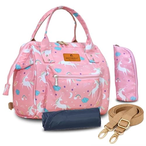 Motherly Nano Diaper Bag for Mothers for Travel – Combo Set with Accessories | Baby Bag for Mother Travel | Diaper Bag for Baby (Unicorn Pink)