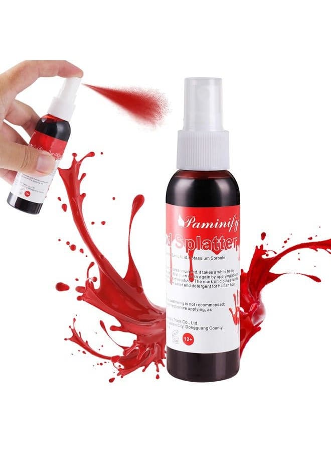 Paminify 2.1oz Fake Blood Spray, Blood Splatter, Halloween Liquid Blood for Clothes, Zombie, Vampire and Monster SFX Makeup & Theater,Dark