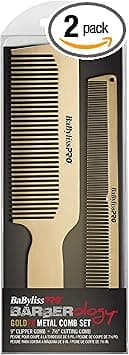 BaBylissPRO FX Metal Comb Set BCOMBSET2G Gold For Unisex 2 Pc Comb