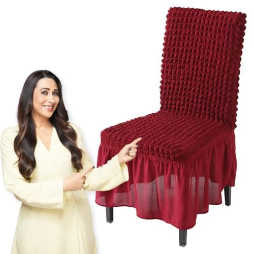 HOKIPO Stretchable Bubble Dining Table Chair Cover with Frill Set of 1 (AR-4616-B5)