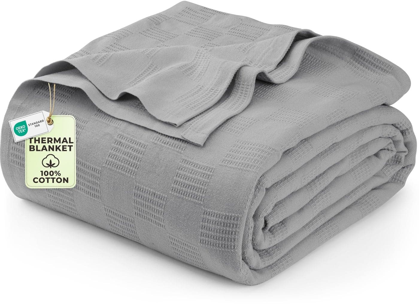 Utopia Bedding 100% Cotton Thermal Blanket Cool Grey Twin Size Soft, Lightweight, Breathable, Cozy Spring and Summer Blanket for Couch and Sofa, Home Room Decor Gifts for Women and Men (90x72 Inches)