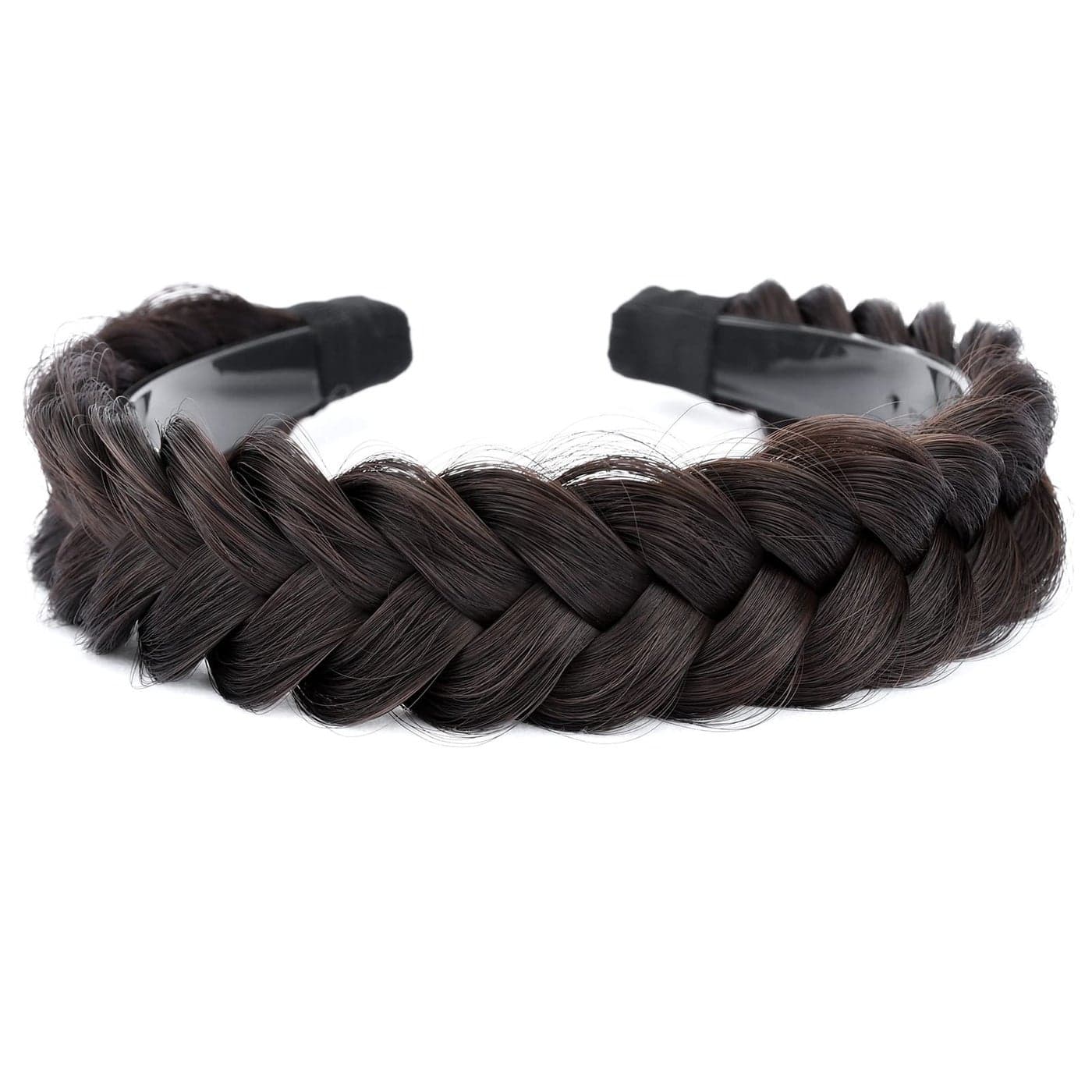 Gledola Wide Braided Headband With Teeth Braids Hairband With Tooth Synthetic Hair Band Plaited Hairband For Women WBrunette Brown