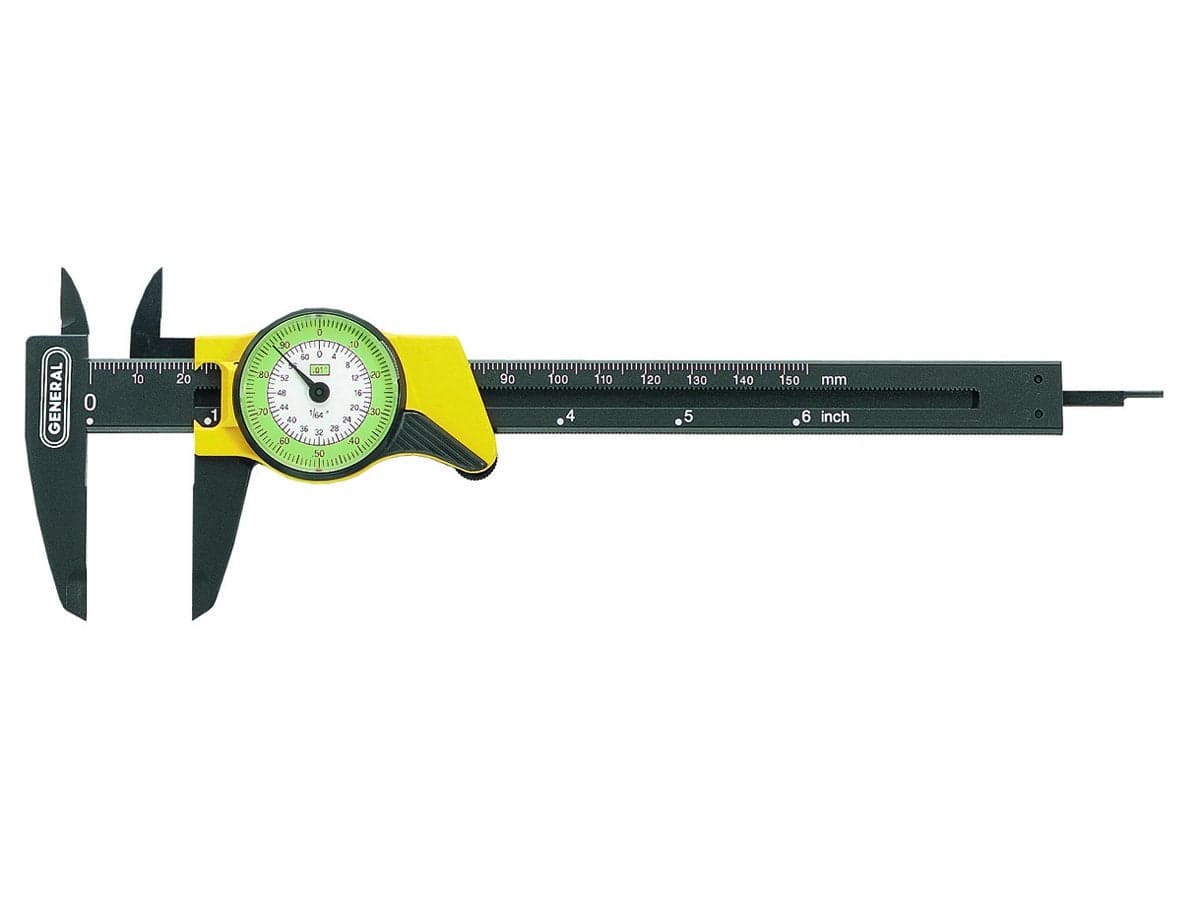 General Tools 142 Plastic Dial Caliper, 0-6" Range, .01" & 1/64"