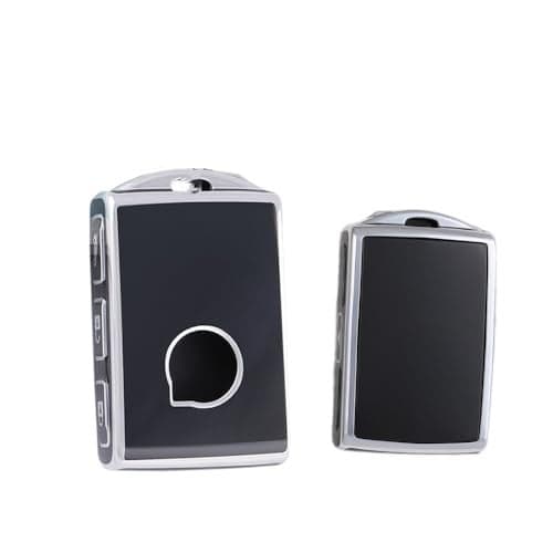 SANRILY SilverEdge Fit for Volvo Key Fob Cover 2022 2021 XC90 XC60 S60 XC40 Keyless Full Protection Keychain Holder Black