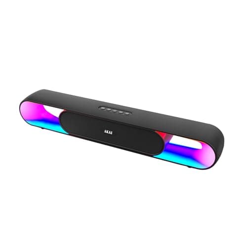 AKAI SB-24 Bluetooth Soundbar 24W RMS | Dual 2.25 Inch Drivers | RGB LED Lights | Bluetooth V5.3 | TWS, USB, Aux, TF Card Support | 2400 mAh Battery | Type-C Charging | Up to 5 Hours Playtime