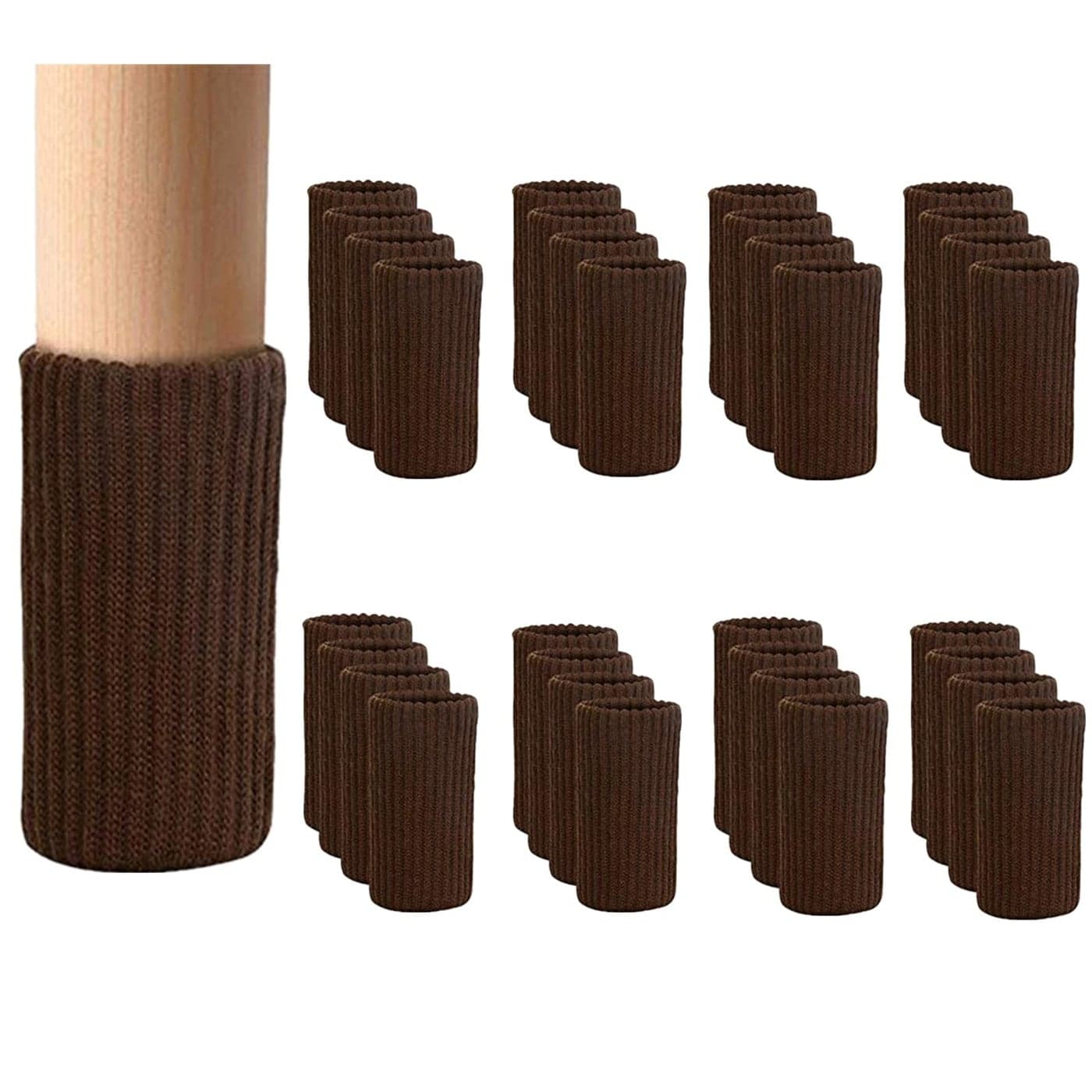32 PCs Furniture Leg Socks Black Knitted Furniture Socks Double Thickness Chair Leg Floor Protectors High Elastic Chair Leg Covers Furniture Caps Set Move Easily and Reduce Noise